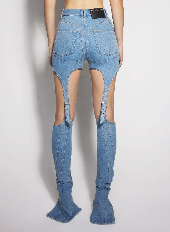 blue buckled chaps skinny jeans