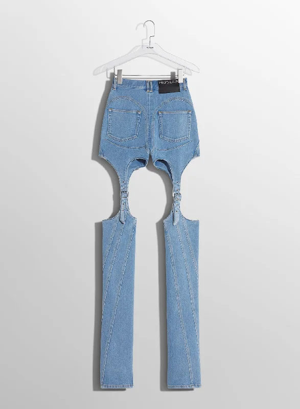 blue buckled chaps skinny jeans