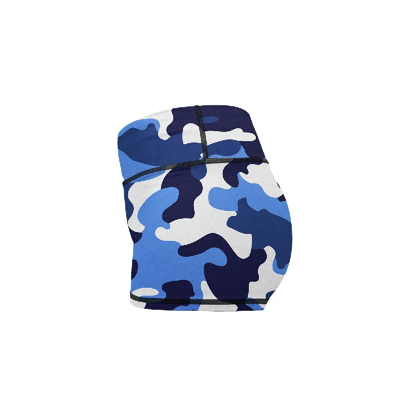 Blue Camo Yoga Shorts