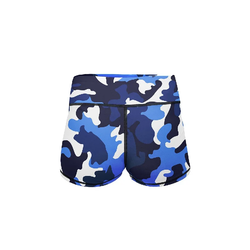 Blue Camo Yoga Shorts