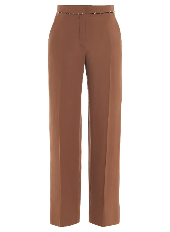 cinnamon hook & eye wide-leg trousers