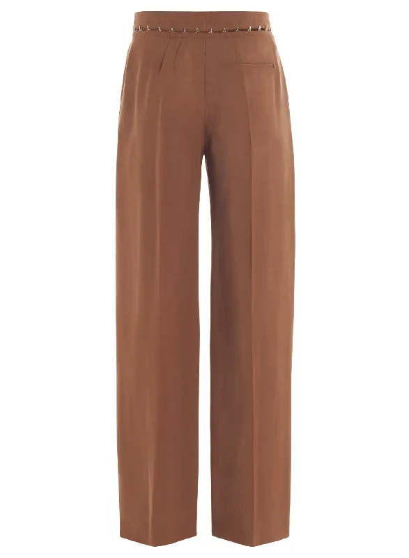 cinnamon hook & eye wide-leg trousers