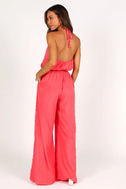 Dionne Halter Jumpsuit - Flamingo