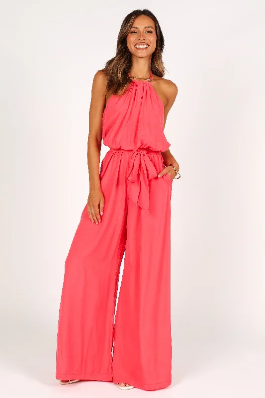 Dionne Halter Jumpsuit - Flamingo