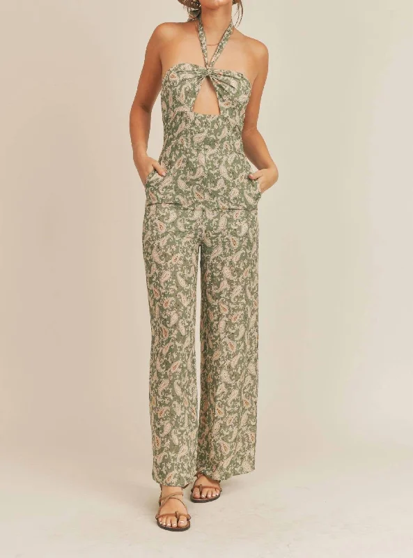 Dreaming Of You Jumpsuit In Olive Multi