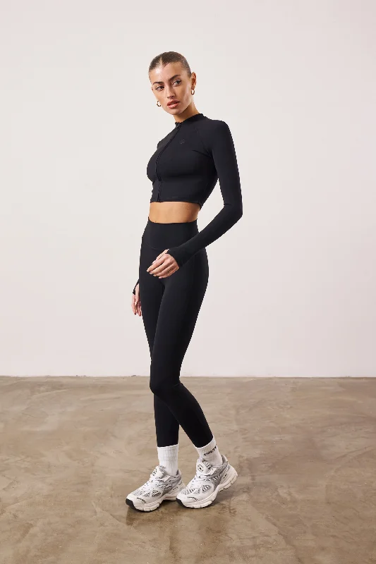 EMBLEM SOFT TOUCH JERSEY LEGGINGS - BLACK