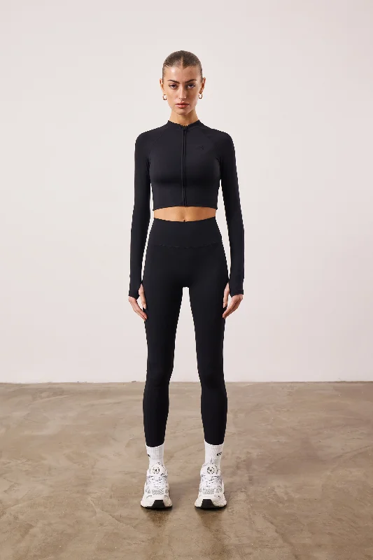 EMBLEM SOFT TOUCH JERSEY LEGGINGS - BLACK