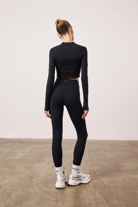 EMBLEM SOFT TOUCH JERSEY LEGGINGS - BLACK