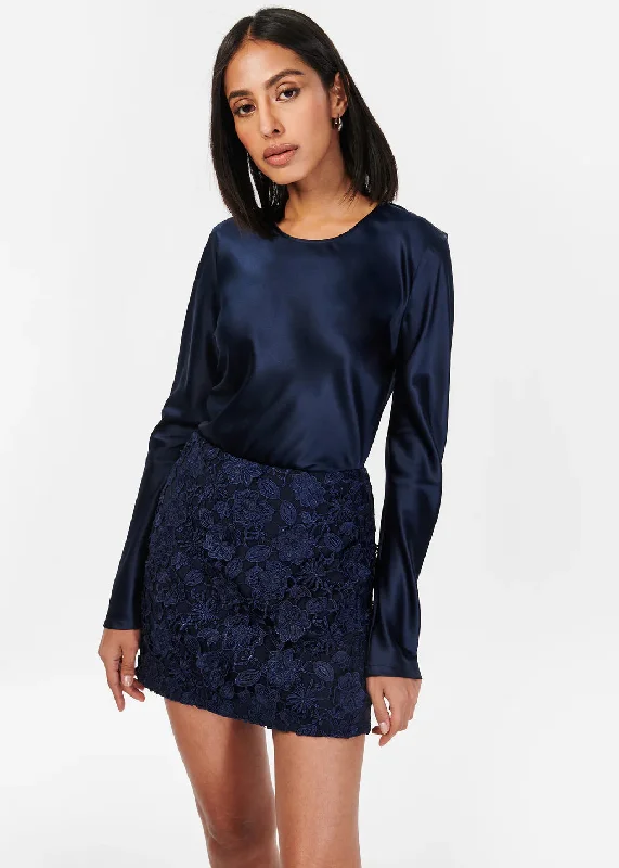 Florcienta Lace Mini Skirt - Navy