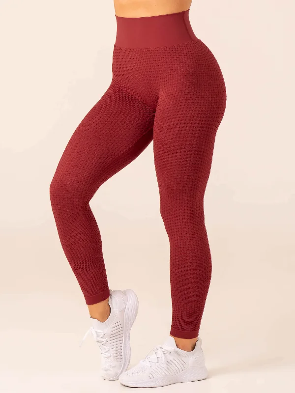 Honeycomb Scrunch Seamless Leggings - Berry