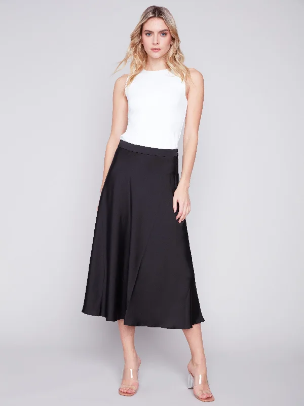 Long Satin Skirt - Black