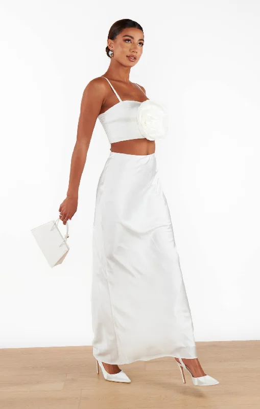 Maxi Slip Skirt ~ Ivory Luxe Satin