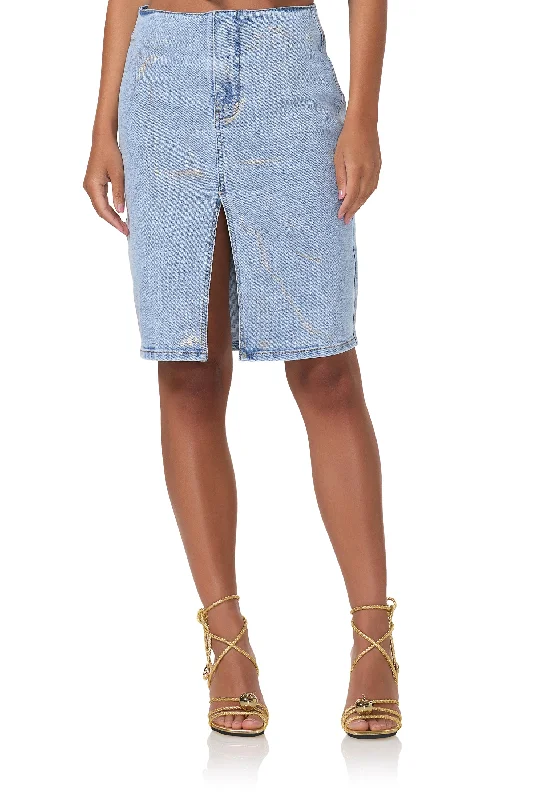 Nicolette Denim Skirt - Gold Metallic