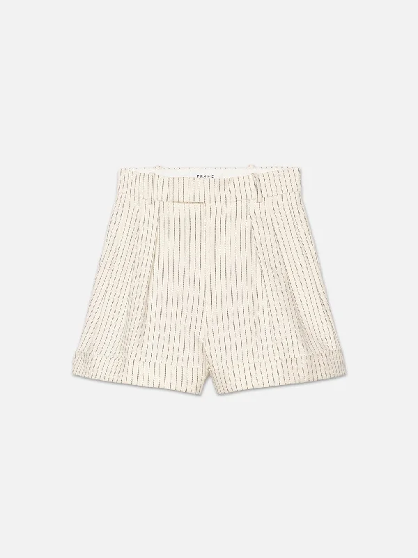 Pleated Wide Cuff Short -- Cream Multi