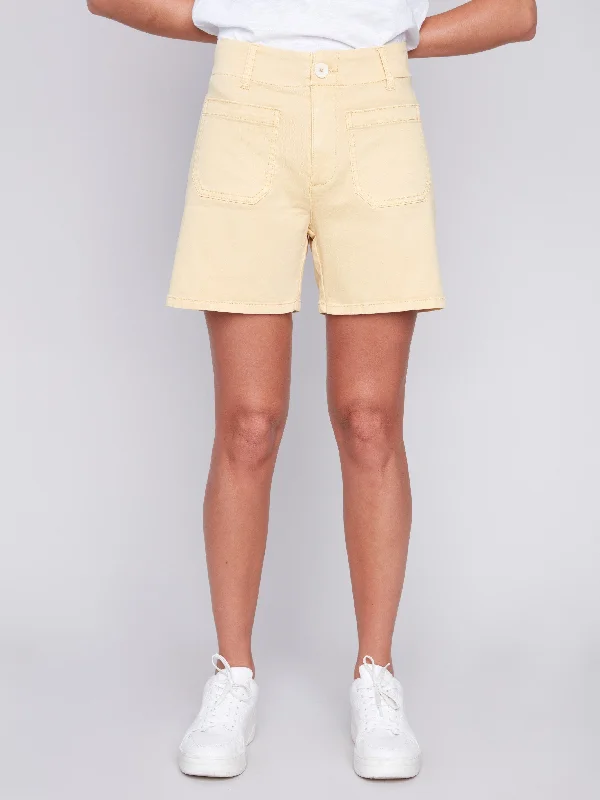 Shorts with Patch Pockets - Lemon