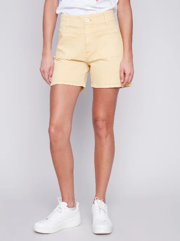 Shorts with Patch Pockets - Lemon