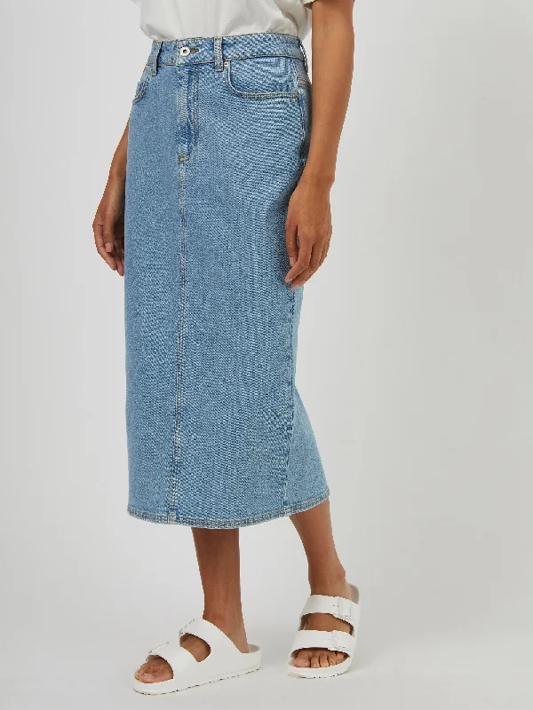 Sunwashed Stretch Denim Long Skirt