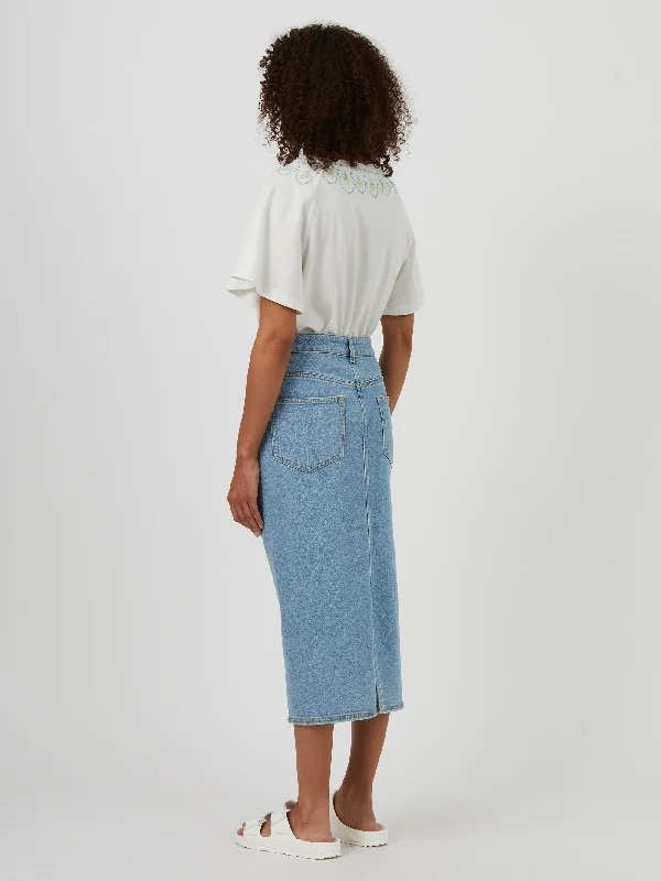 Sunwashed Stretch Denim Long Skirt