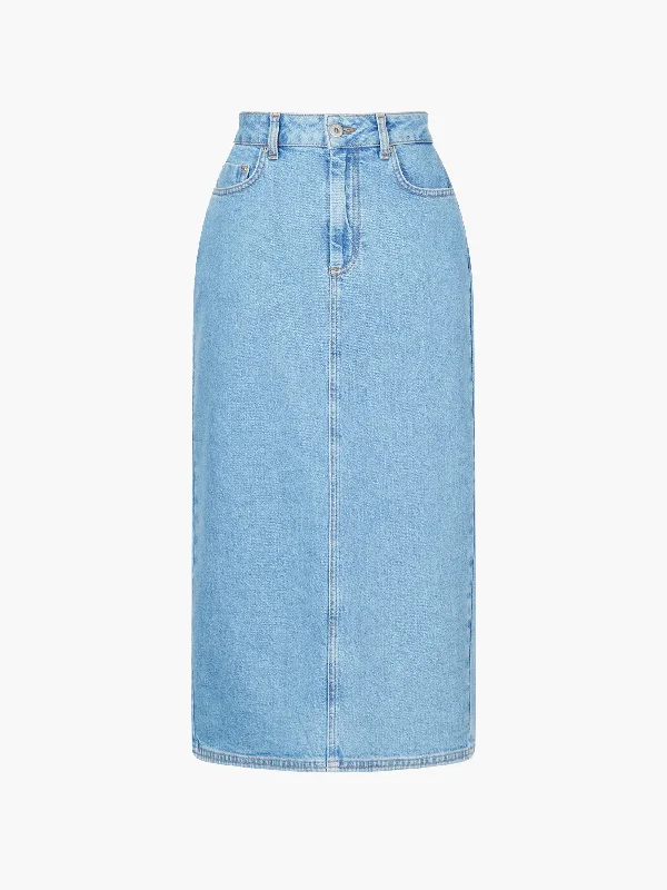 Sunwashed Stretch Denim Long Skirt