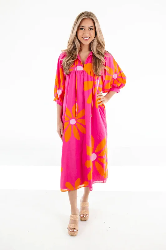 The Maui Puff Sleeve Midi Dress