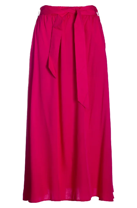 A line Skirt with self belt | CERISE | 6312AR