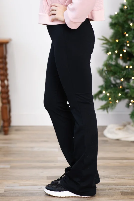 Black High Waist Flare Leggings