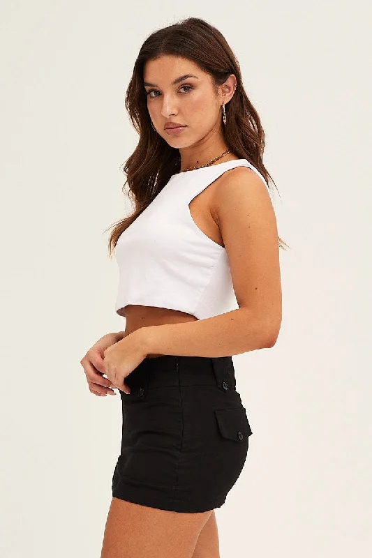 Black Low Rise Micro Mini Skirt