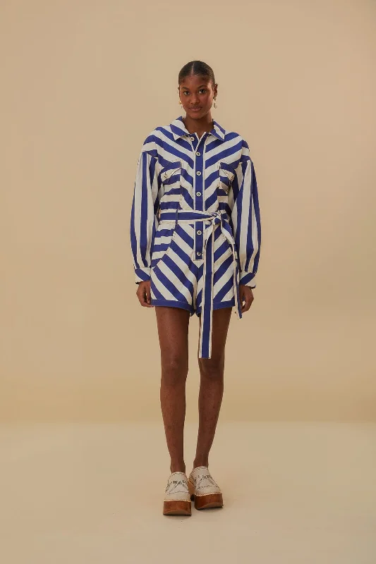 Blue And White Stripes Romper