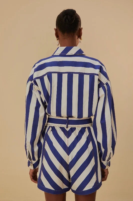 Blue And White Stripes Romper