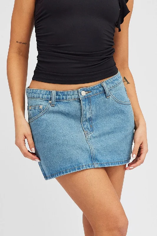 Blue Denim Skirt Mini Low Rise