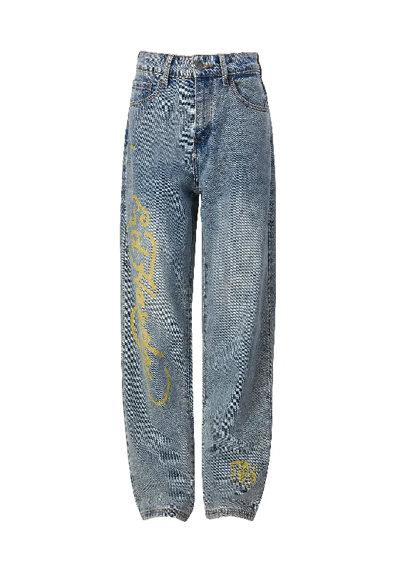 Womens Born-Wild Relaxed Fit Denim Trousers Jeans - Bleach