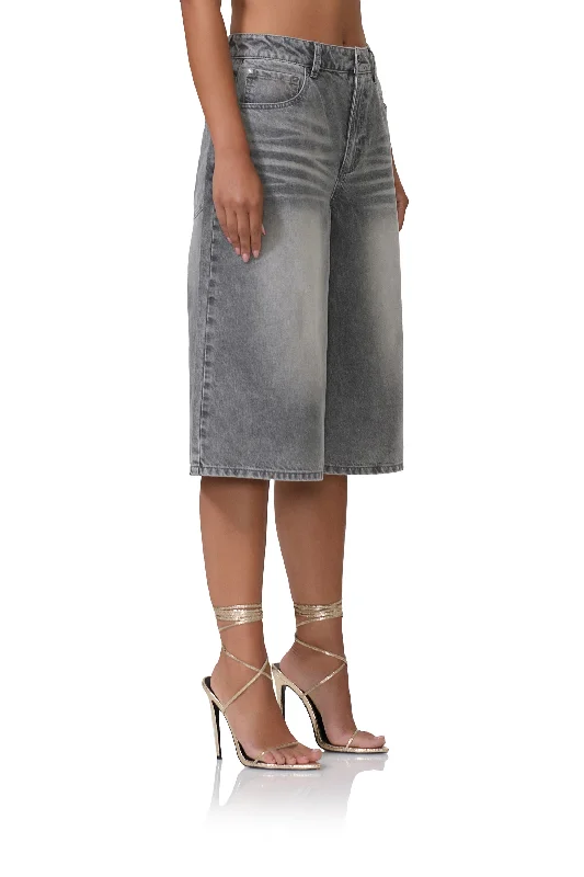 Carmen Wide Leg Jort - Smoke Grey Wash