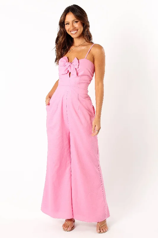 Christina Linen Jumpsuit - Pink