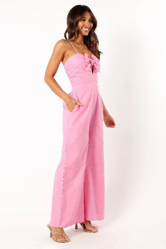 Christina Linen Jumpsuit - Pink