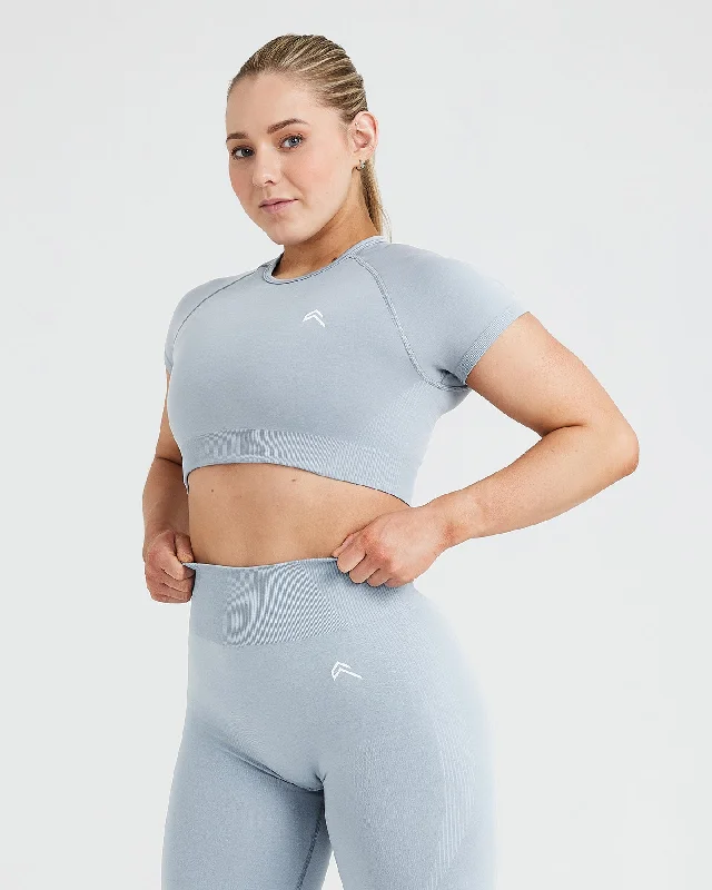 Classic Seamless 2.0 Short Sleeve Crop Top | Smoke Grey Marl