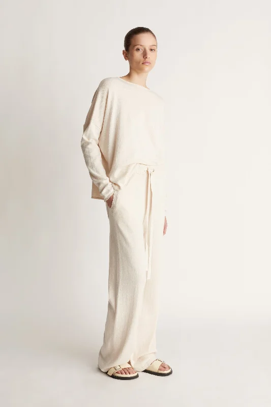 Cotton Cashmere Wide Leg Pant