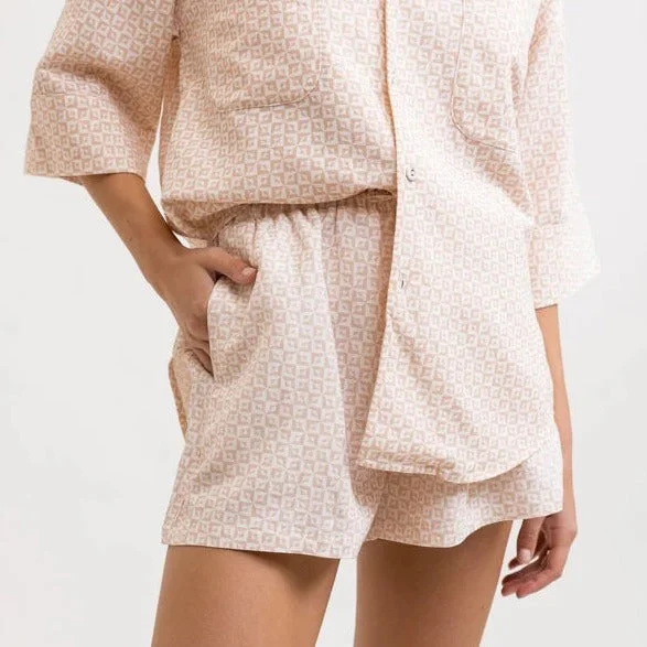 Geo Tie Front Short (Peach Parfait)