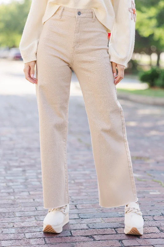 Going Strong Almond Cropped Jeans