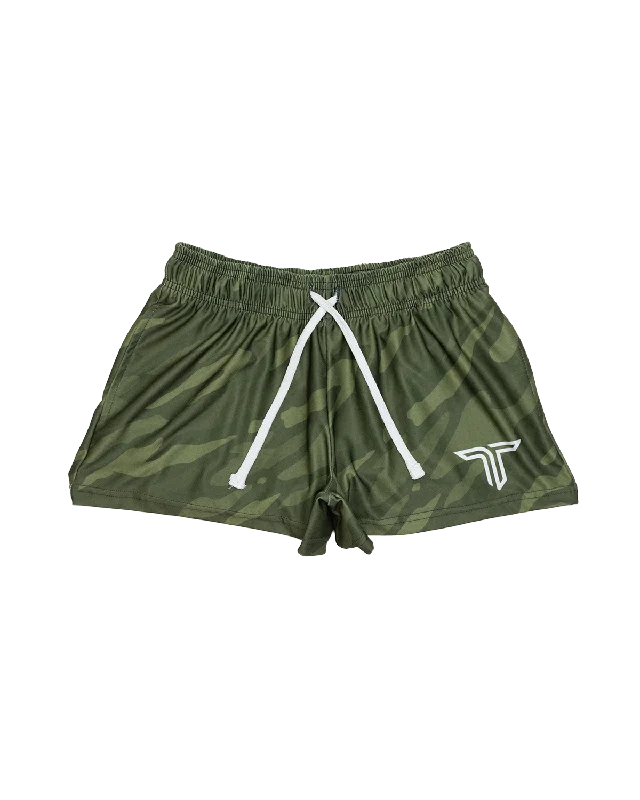 Green Ghost Camo Women's Gym Shorts (3"" Inseam)