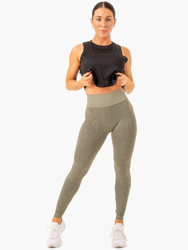 Honeycomb Scrunch Seamless Leggings - Khaki