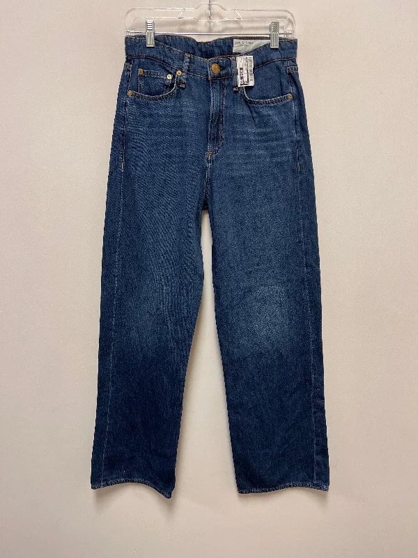 Jeans Wide Leg By Rag And Bone In Blue Denim, Size: 2