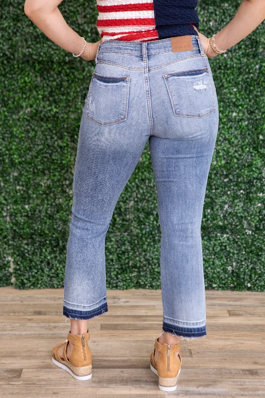 Judy Blue Release Hem Cropped Bootcut Jeans