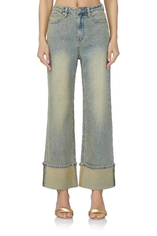 Kendall Wide Cuff Pant - Mellow Tint Wash