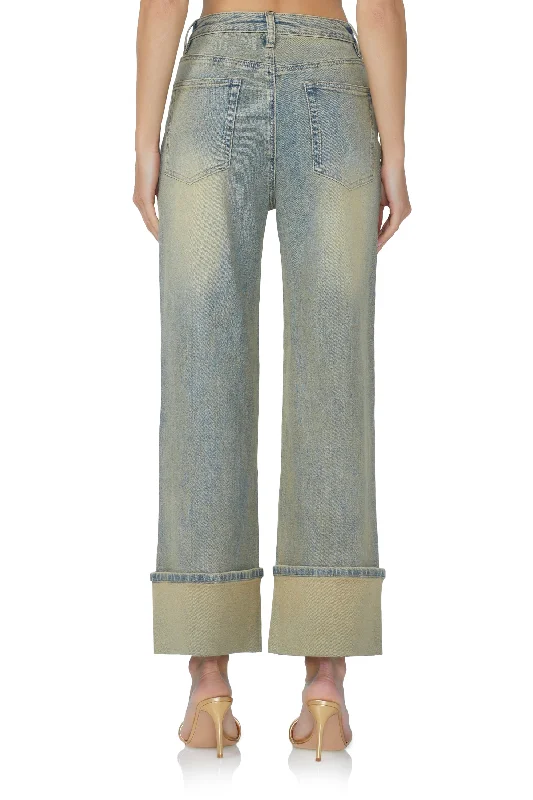 Kendall Wide Cuff Pant - Mellow Tint Wash