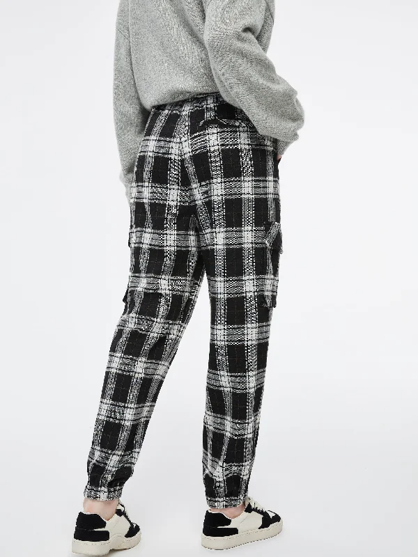 Knit Gingham Drawstring Pants