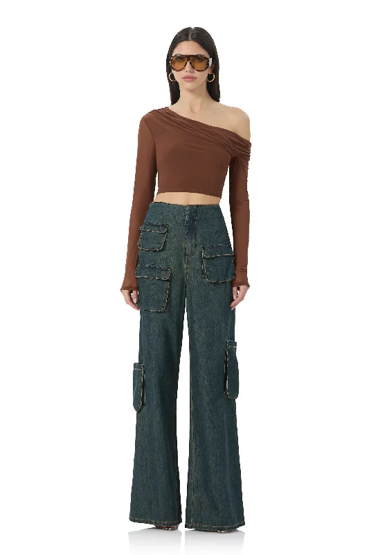 Maxwell Wide Leg Cargo Pant - Tinted Wash