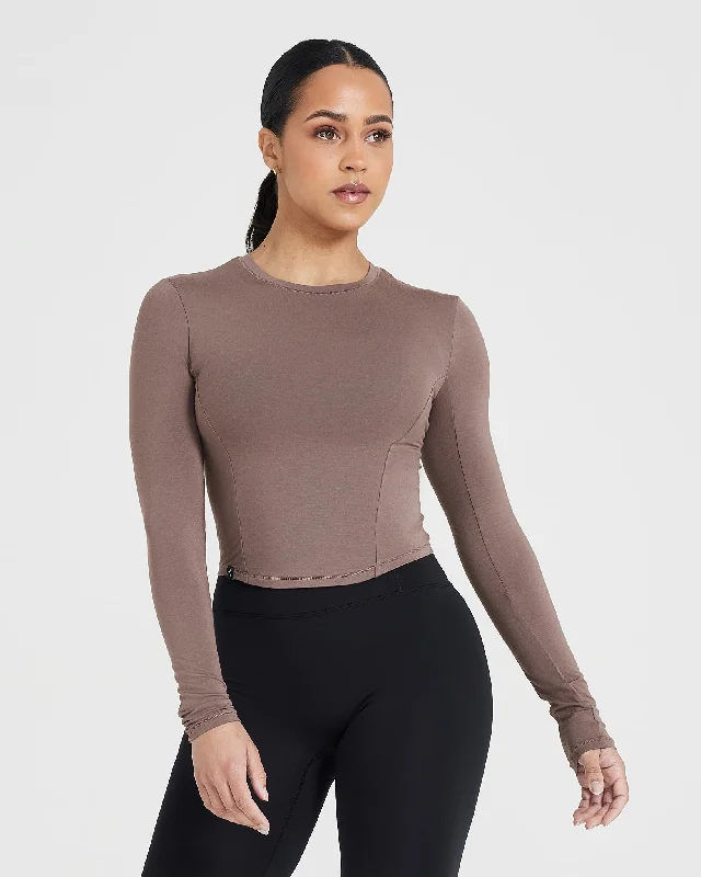 Mellow Soft Mid Long Sleeve Top | Cool Brown