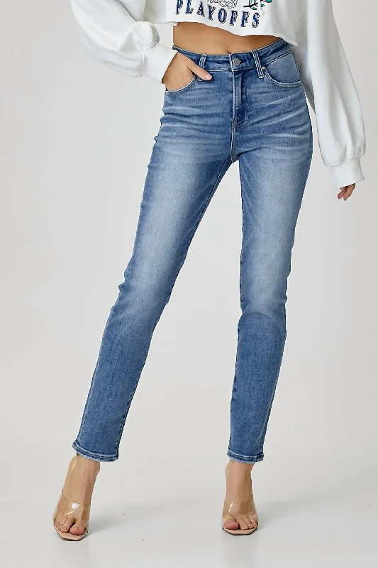 Mid-Rise Relaxed Skinny Jeans In Blue