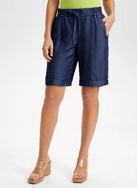 Pull-on Cuffed Tencel Shorts