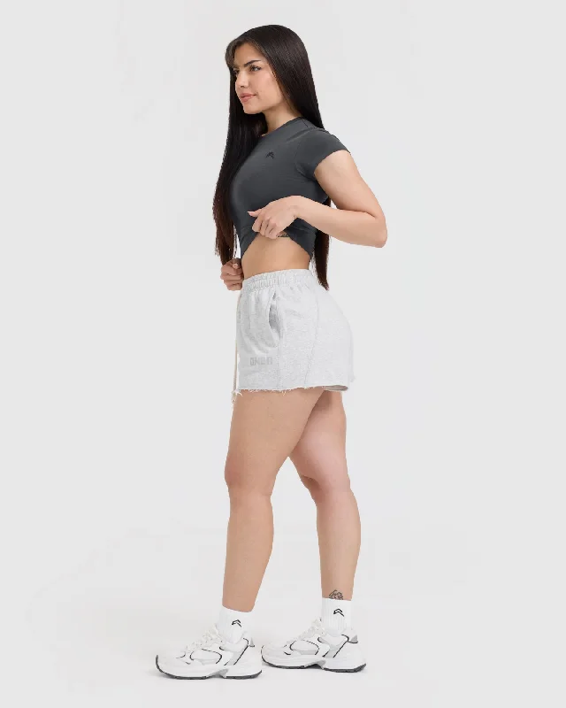 Raw Lounge Oversized Shorts | Light Grey Marl